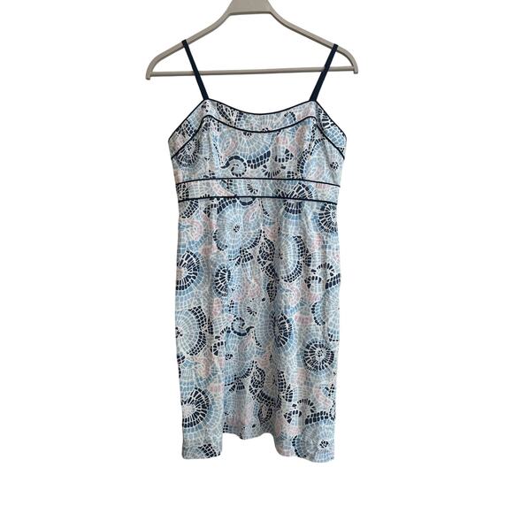 New Vineyard Vines Blue Floral Mosaic Print Dress in Jake Blue Size: 8 Medium - Picture 1 of 8
